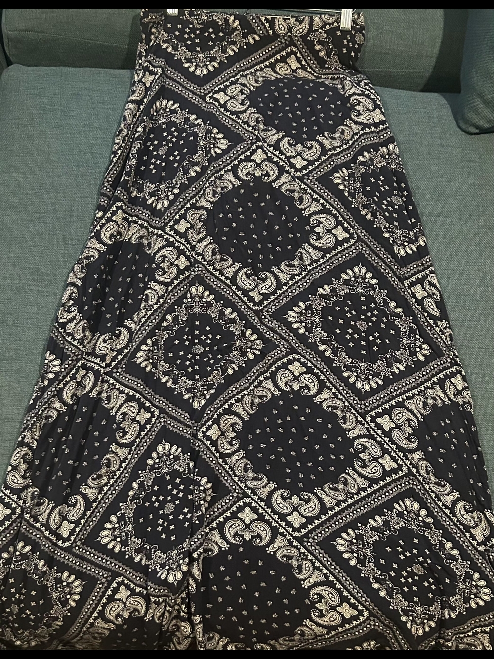 NATURAL LIFE Black and White Paisley Bandana Maxi Skirt